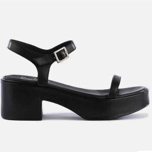 SEYCHELLES Women’s Rest Assured Leather Platform Sandal In Black Size 10 NEW